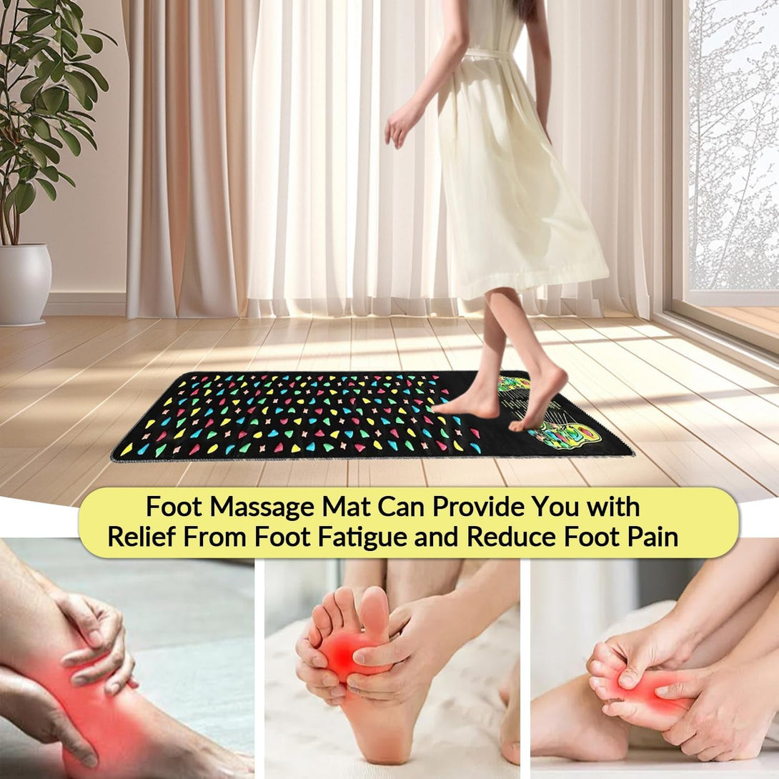 Foot Massage Mat Reflexology Walk Stone Road Foot Massage Acupoint Mat for Acupressure Relaxes Relieves Body Foot Leg Pain and Fatigue