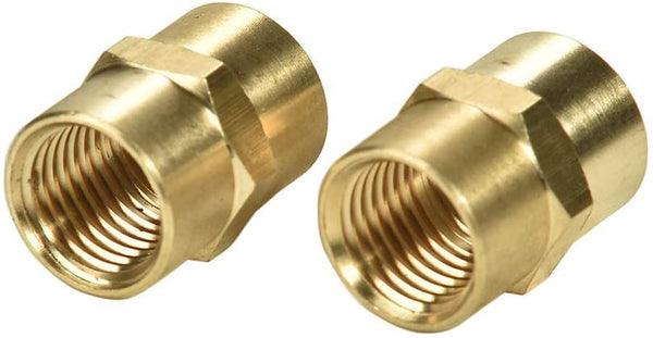 2 Pack 1/4" X 1/4" NPT Coupler, Brass Female Pipe Fitting (I.D X I.D: 1/2'' X 1/2'')
