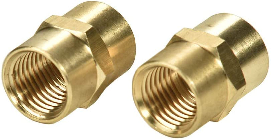 2 Pack 1/4" X 1/4" NPT Coupler, Brass Female Pipe Fitting (I.D X I.D: 1/2'' X 1/2'')
