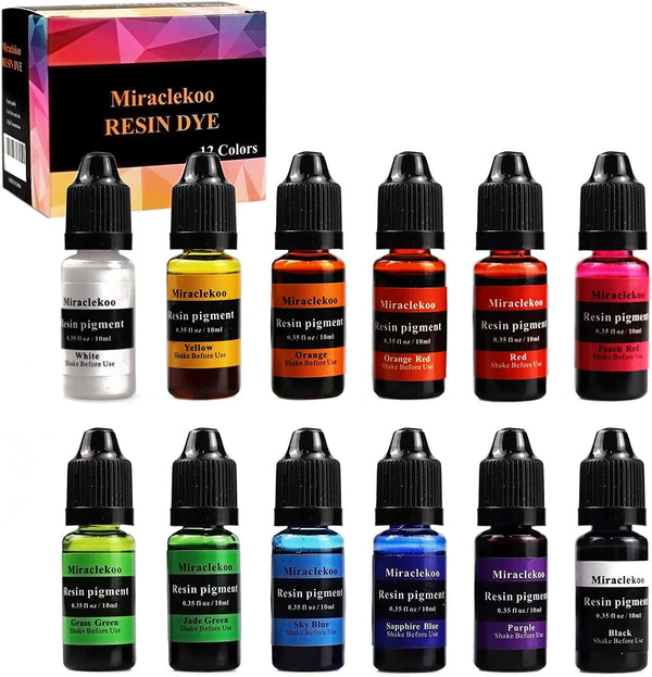 12 Colors Epoxy Resin Color Dye Colorant Liquid Epoxy Resin Pigment,10Ml Each,Translucent