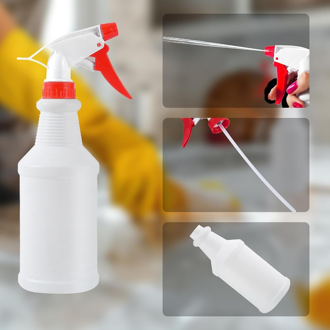 12 PCS 16 Oz Spray Bottle,Plastic Spray Bottles for Cleaning,Reusable Empty Refillable Solutions Bottle,Spray Bottle Bulk for Garden,Plants,Water,Kitchen and Commercial