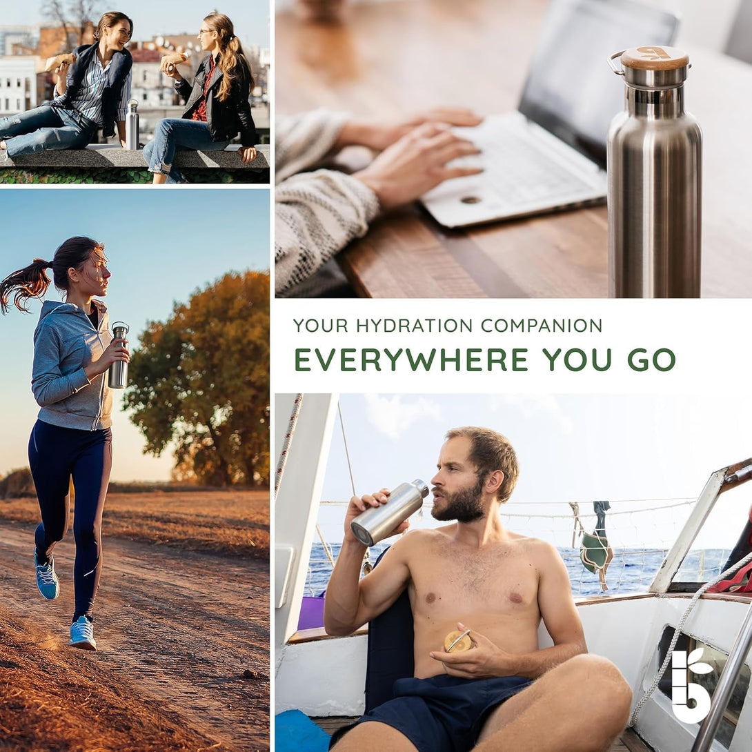 Bambaw 32 Oz Water Bottle | Insulated Water Bottles | Water Bottle Stainless Steel | Insulated Travel Water Bottle | Insulated Water Bottle | Stainless Steel Water Bottles | 1 Liter Water Bottles