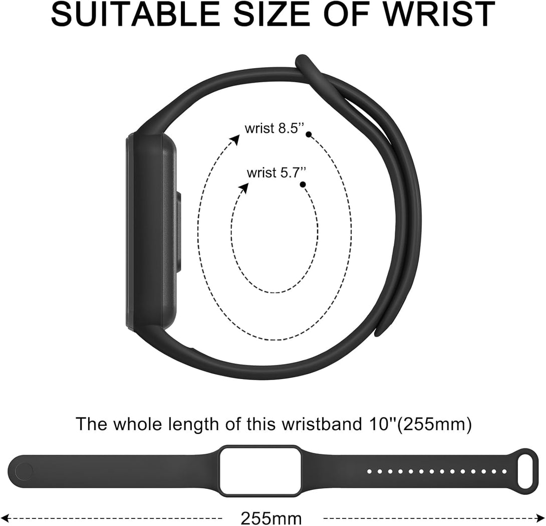 Amzpas TPU Bands for Amazfit Band 7 Fitness & Health Tracker, 3 Pack Soft Breathable Wristband, Adjustable Replacement Sportt Strap for Women Men