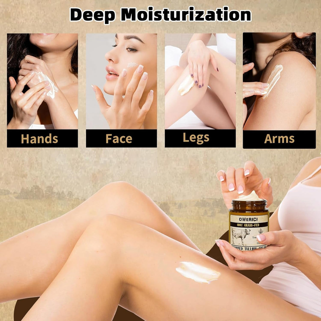 Beef Tallow for Skin, for Skin (5.3 Oz), Tallow Face Moisturizer, 100% Grass Fed and Finished, Deeply Moisturizing for Face & Body, Natural Care for Soft Supple (5.3 OZ., Extra Large)