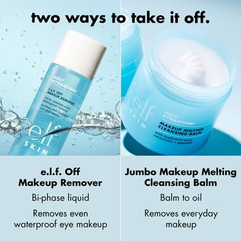 E.L.F. SKIN Holy Hydration! Makeup Melting Cleansing Balm, Face Cleanser & Makeup Remover, Infused with Hyaluronic Acid to Hydrate Skin