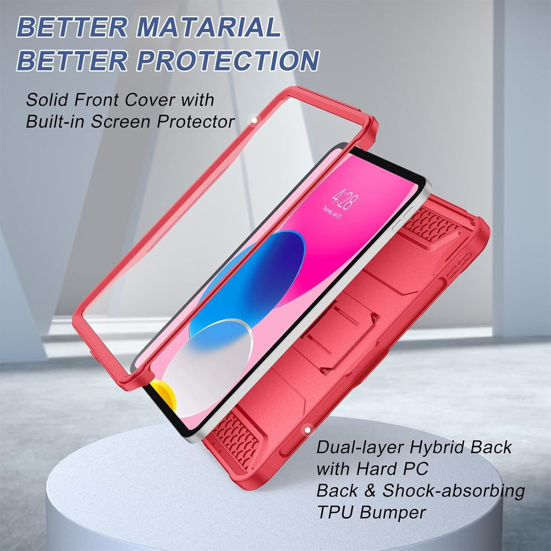 Soke Case for Ipad (A16) 11Th Generation 11-Inch 2025, Ipad 10Th Generation 10.9-Inch 2022, with Built-In Screen Protector and Kickstand, Rugged Full Body Protective Cover - Burgundy Red