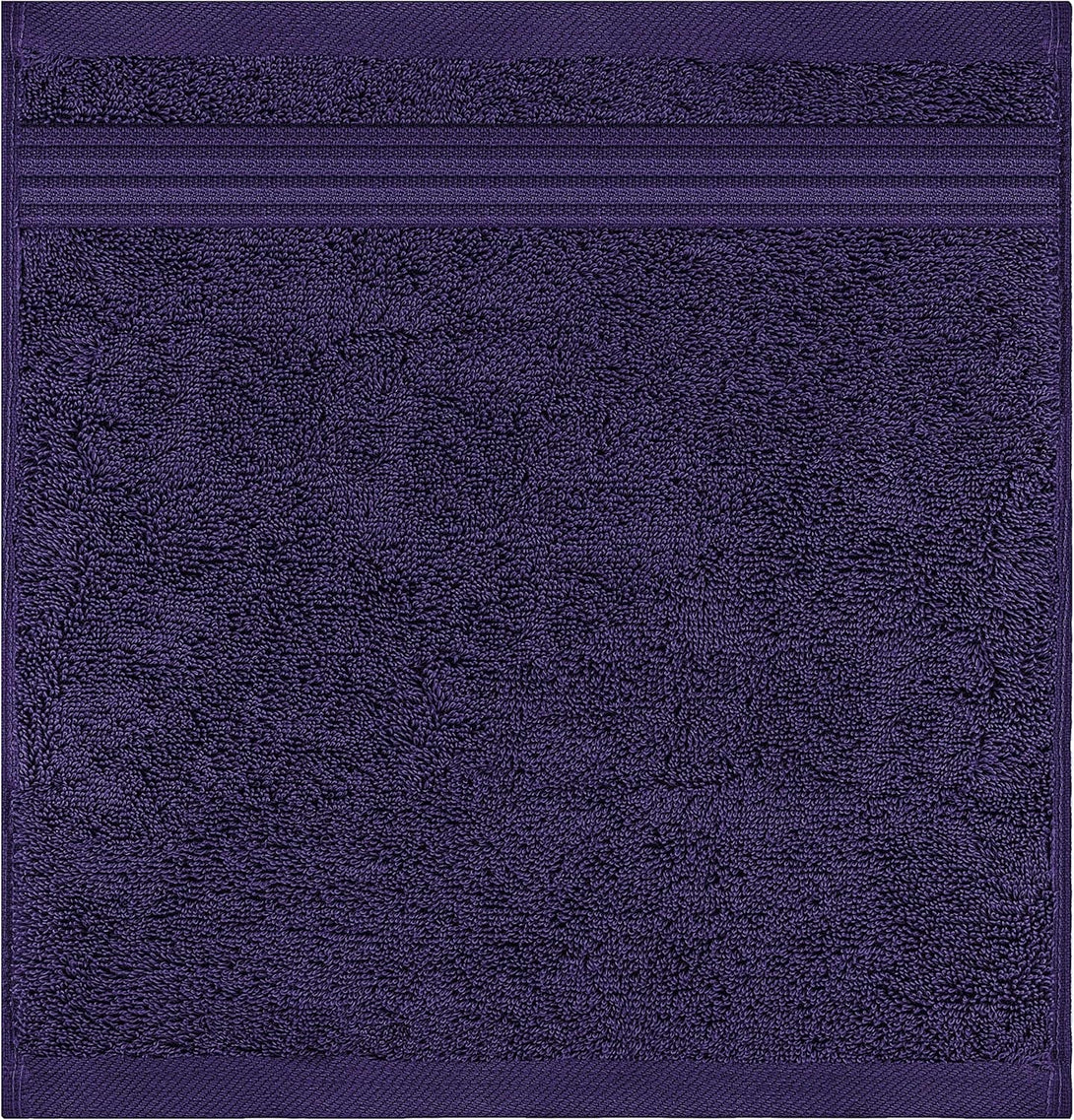 100% Cotton Turkish Washcloths for Bathroom Essentials 4 Pack, Soft Absorbent Wash Cloths Quick Drying Small Towels Washrags, Purple