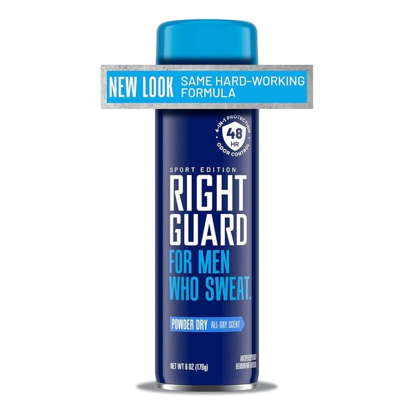 Right Guard Sport Antiperspirant & Deodorant Spray | 4-In-1 Protection Spray Deodorant for Men | Blocks Sweat | 48-Hour Odor Control | Powder Dry Scent, 6 Oz.