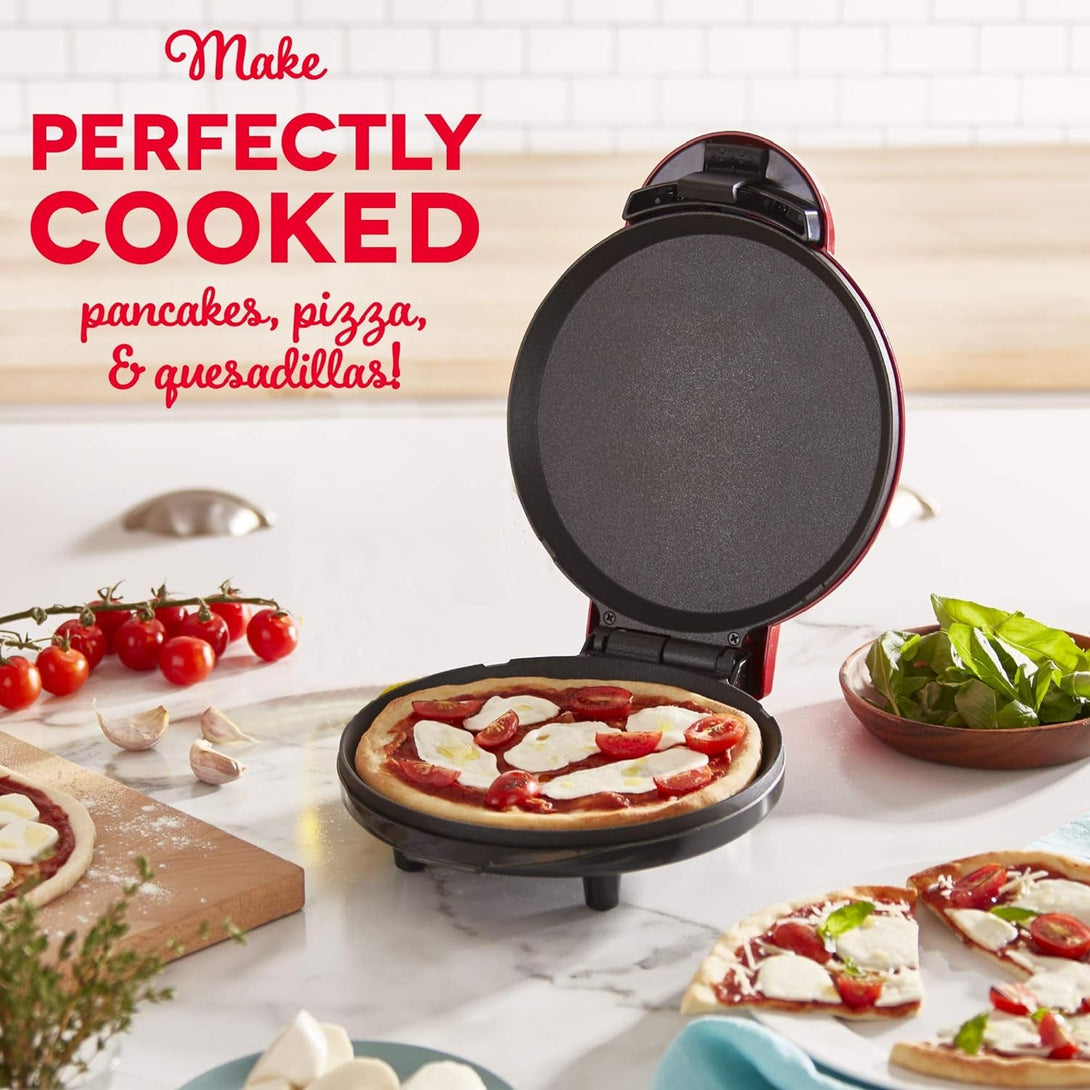 DASH 8” Express Electric round Griddle for for Pancakes, Cookies, Burgers, Quesadillas, Eggs & Other on the Go Breakfast, Lunch & Snacks - Red