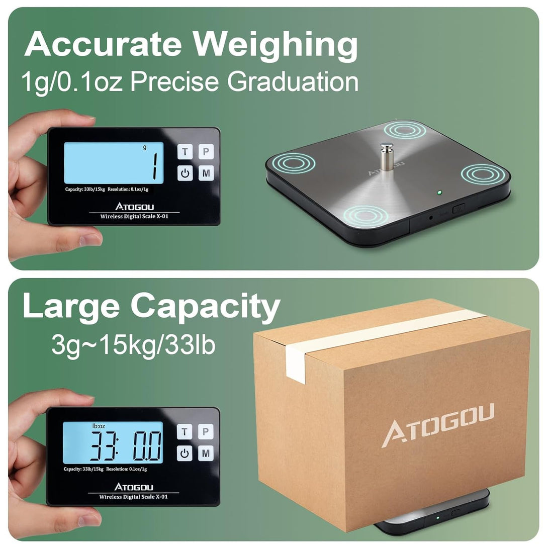 33Lb Wireless Kitchen Scale with Remote Display, 1G/0.1Oz Precise Graduation, Food-Grade 304 Stainless Steel, Magnetic, Digital Food Scale for Cooking, Postage, Shipping, Etc. Black