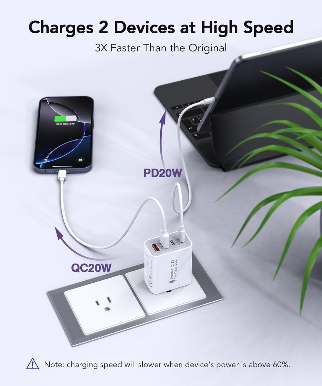 40W USB C Charger Block, 2-Pack 4-Port Type C Fast Charging Brick Dual PD&QC Wall Plug Adapter Compatible for Iphone 16/15/15 Pro/ 15 Pro Max/14/13/12, Ipad, Airpods, Iwatch, Samsung Galaxy