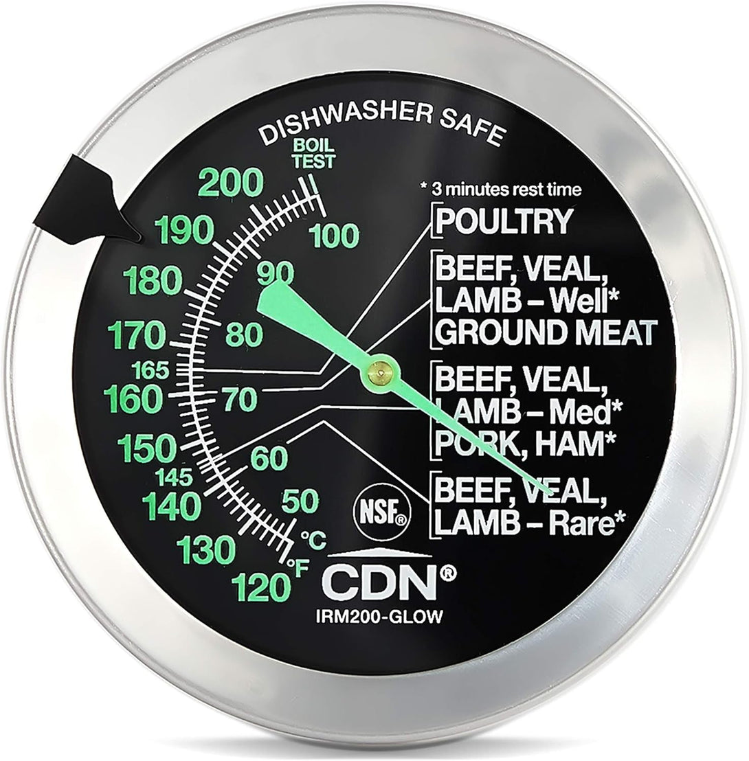 CDN Irm200-Glow Proaccurate Oven Thermometer, Food/Meat, Easy to Read Display, Silver, Pack of 1