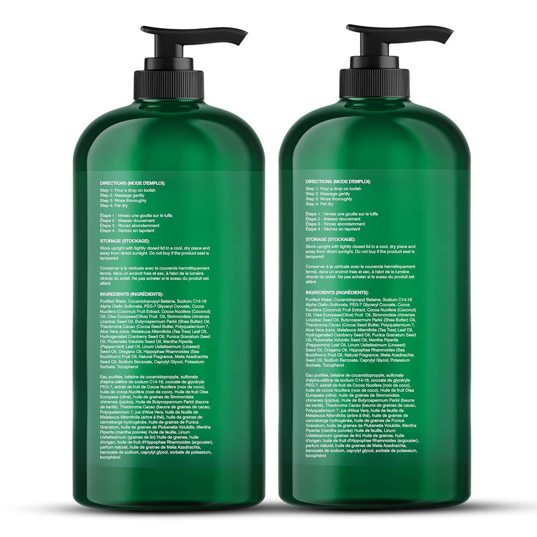Botanic Hearth Tea Tree Body Wash - 16 Fl Oz - Helps Soothe Itchy, Dry Skin, Antifungal Body Wash with 100% Pure Tea Tree Oil - Sulfate Free, Paraben Free, for Men and Women Set of 2