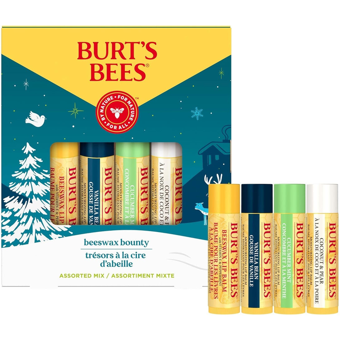 Burt'S Bees Lip Balm, Beeswax Bounty Assorted Mix, 4-Pack, 0.15 Oz