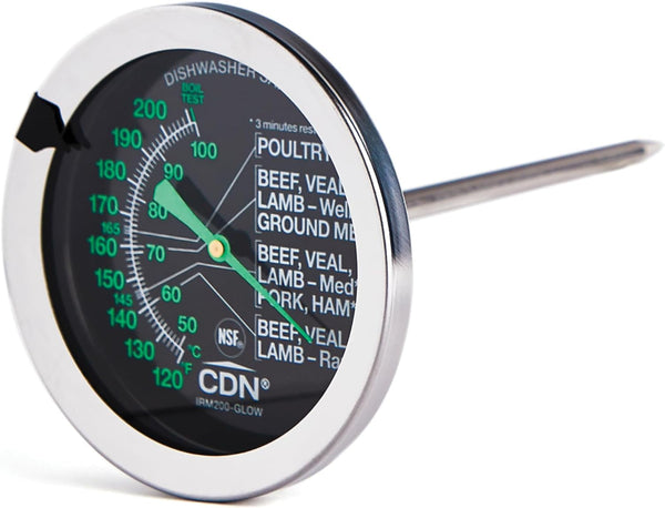 CDN Irm200-Glow Proaccurate Oven Thermometer, Food/Meat, Easy to Read Display, Silver, Pack of 1
