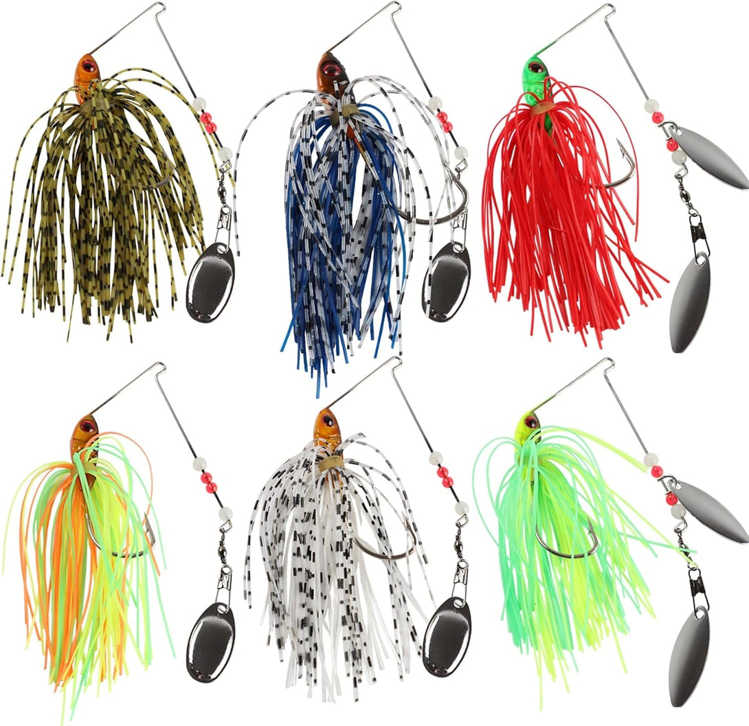 6 Pcs Fishing Lures Spinner Baits for Bass Fishing,Trout Salmon Hard Metal Spinnerbaits