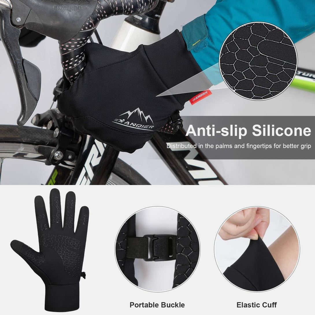 Anqier Winter Gloves, Windproof Warm Touchscreen Gloves Men Women for Cycling Running Outdoor Activities