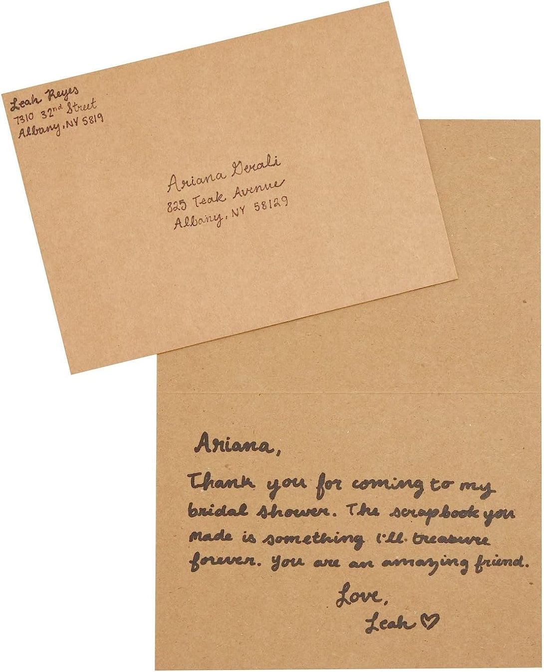 50 Pack Blank A7 Kraft Paper Cards and Envelopes, All Occasion 5X7 Note Cards for Invitations, Open When Letters