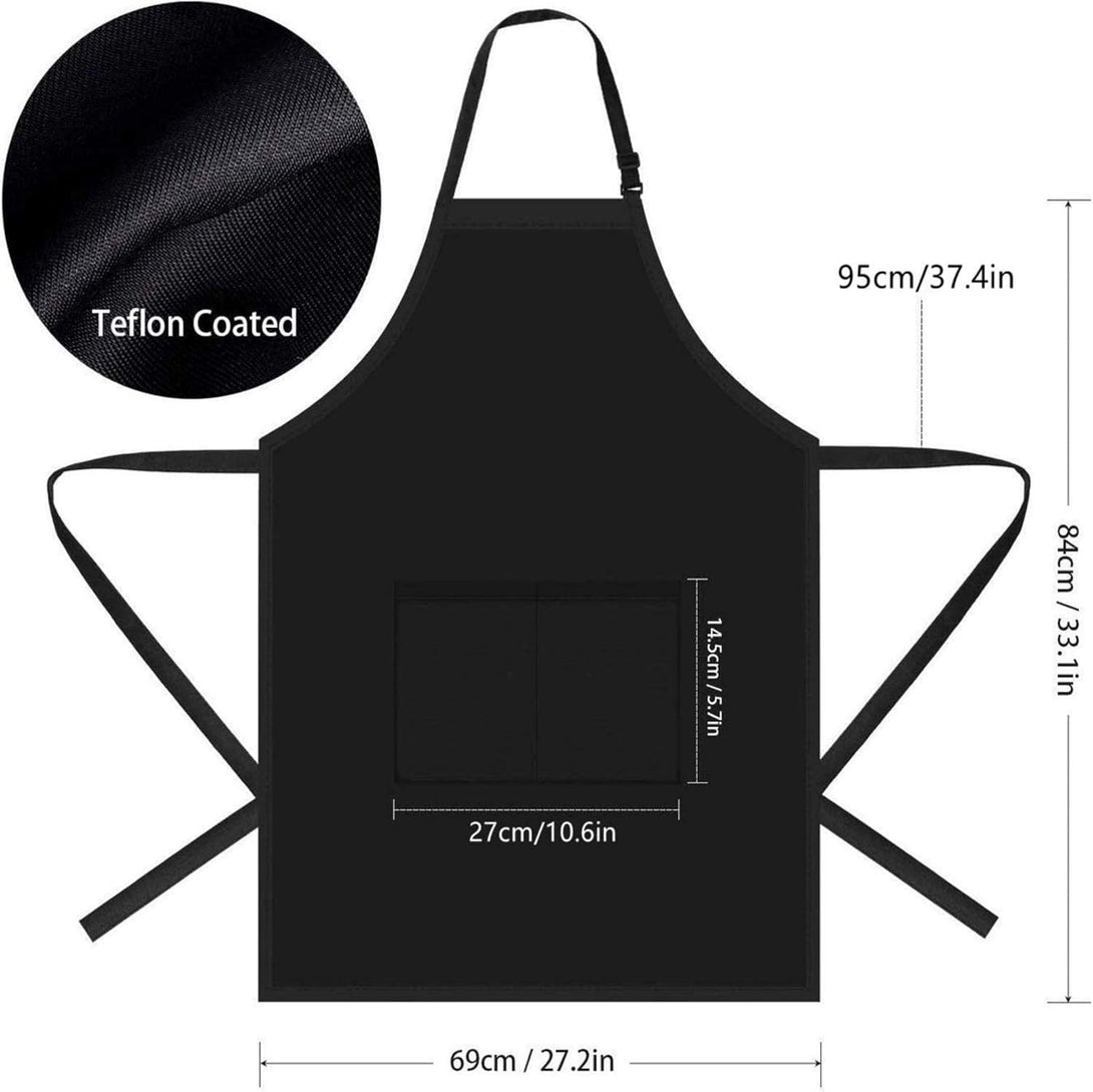 Will Well Chef Apron for Men and Women - 33" X 27" Large with 38" Waist Ties for a Comfy and Snug Fit, Durable and Lightweight, with 2 Spacious Pockets for Your Cooking Essentials - 1-Pack, Black