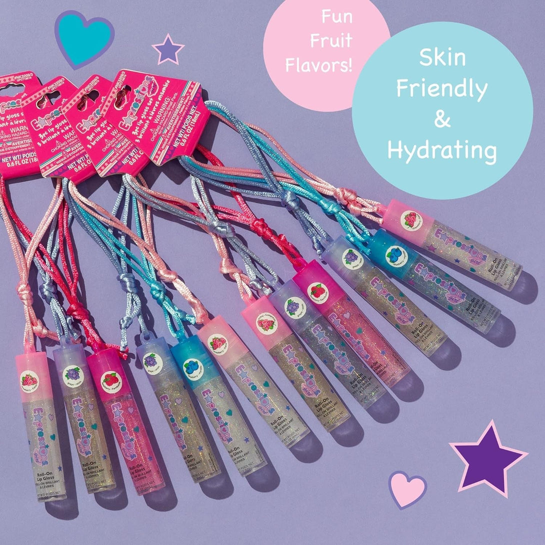 12Pc Lip Gloss Necklace, Fruit Flavored Lip Gloss Set, Lip Gloss Value Pack, Teen Girls Party Favors, Non Toxic Lip Gloss Necklaces for Girls