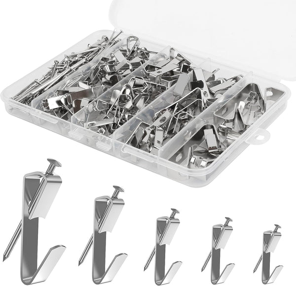 202 PCS Frame Hanger Kit, 10Lb, 20Lb, 30Lb, 50Lb&100Lb Picture Hanging Hardware Kit, Picture Hanging Tool, Pcture Hangers,Picture Frame Hanging Kit, Picture Hooks for Pictures, Canvas, Mirror (Silver)