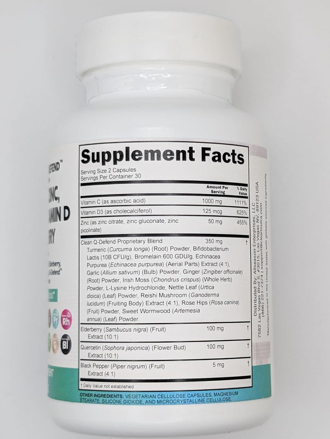 Clean Nutraceuticals Quercetin Zinc Vitamin C Vitamin D Bromelain Elderberry - Lung Immune Support Supplement Adults with Artemisinin, Sea Moss, Echinacea, Allergy Relief
