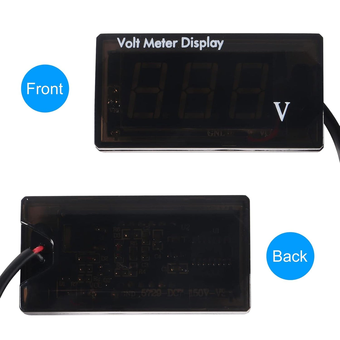 2Pcs DC 12V Car Digital Voltmeter Gauge LED Display DC 5-28V Voltage Mete Waterproof Voltage Display Voltmeter Gauge Meter Power Energy LED Volt Meter for Car Motorcycle (Blue)