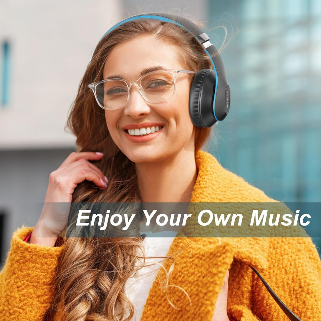 Wireless Bluetooth Headphones over Ear, 65H Playtime Hifi Stereo Headset with Microphone and 6EQ Modes Foldable V5.3 Bluetooth Wireless Headphones for Travel Computer Laptop
