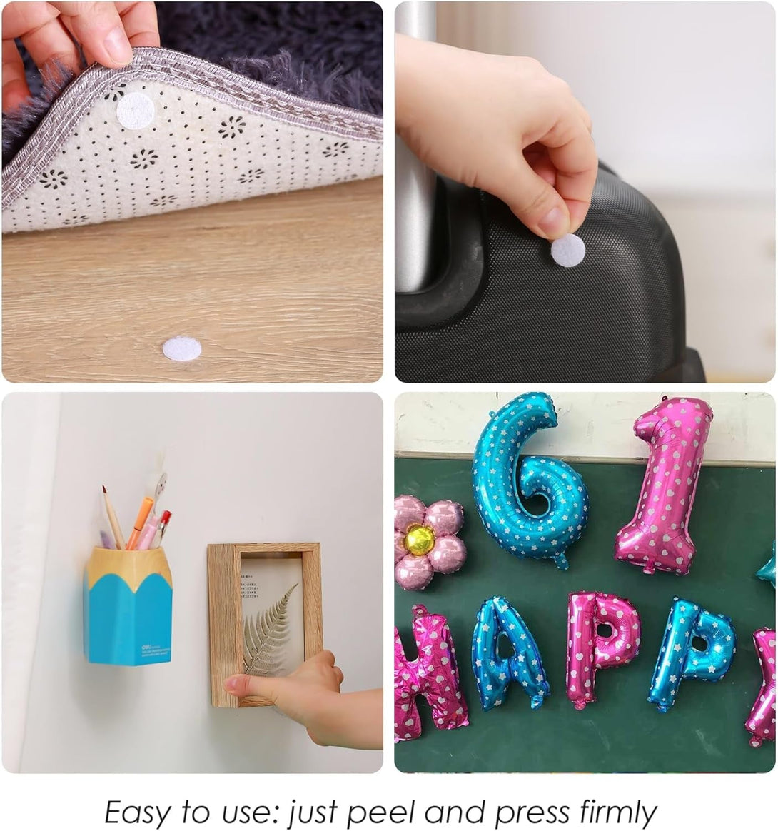 1000 Pcs (500 Pairs) 0.59Inch Diameter Hook and Loop Fastener Self Adhesive round Circle Sticky Sticker Dots for Arts and Crafts School Classroom Home and Office Use, White