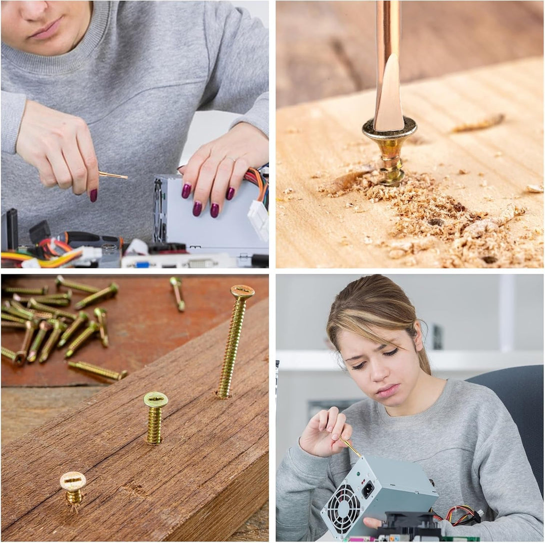 2Pcs Bracelet Screwdriver Titanium Steel Mini Screw Driver Jewelry Repair Tools Slotted Screwdriver for Love Bracelet Bracelet Repair Screwdriver Tools, Gold + Rose Gold