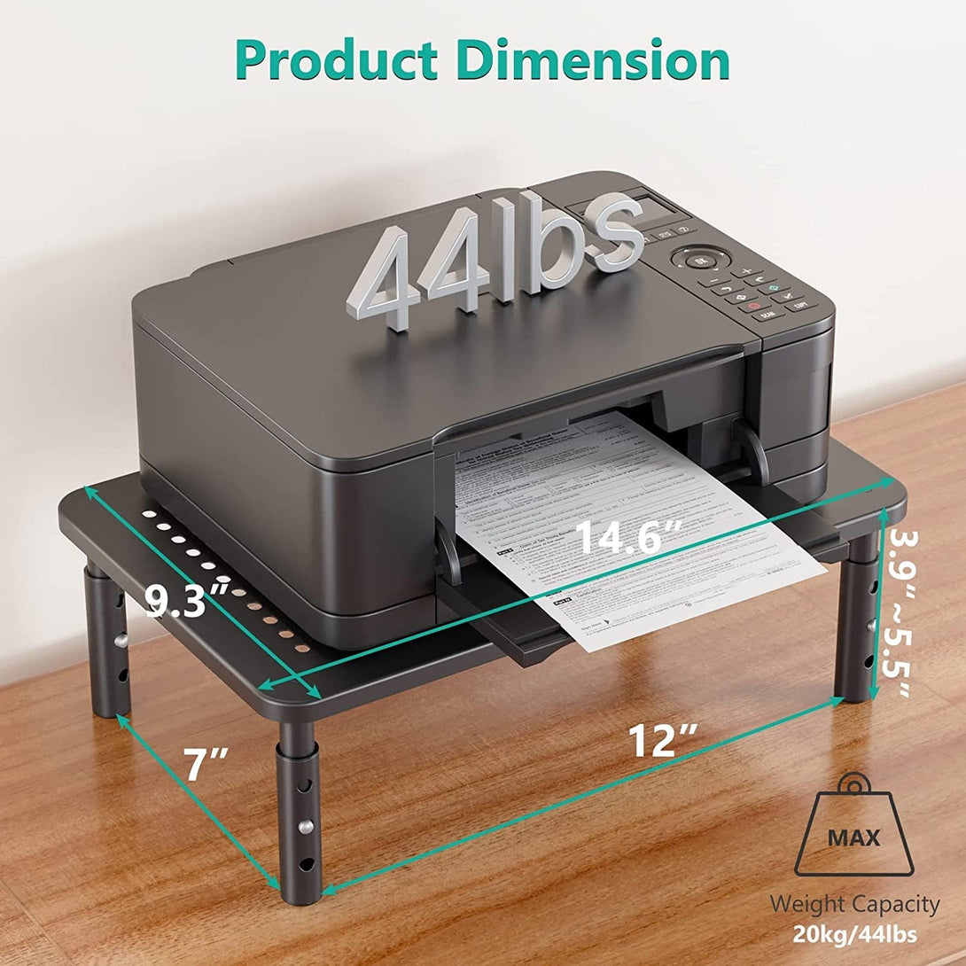 WALI Computer Monitor Stand for Desk, Adjustable Laptop Riser, Desk Monitor Stand underneath Storage for Office, Home, School Supplies (STT003), 1 Pack, Black