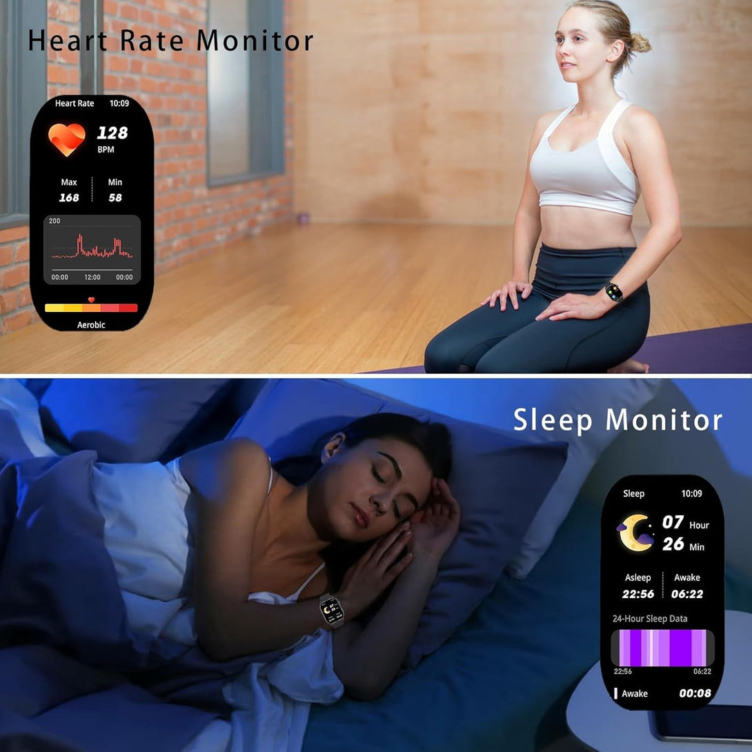 Smart Watch for Men Women with 2.1" HD Screen Military Watches, Call & Text for Android Ios, Heart Rate & Activity Tracker, IP68 Waterproof, 100 Sport Modes