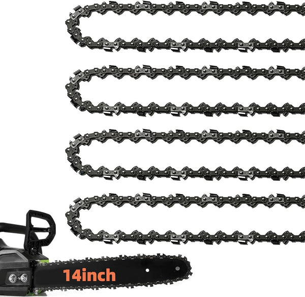 4 Pack 14 Inch Chainsaw Chain 52 Drive Links, .050" Gauge, 3/8" LP Pitch, 14-Inch Replacement Chainsaw Chains Low-Kickback Fits Craftsman, Echo, Poulan, Ryobi, Worx 14 Inch Chainsaw Chains