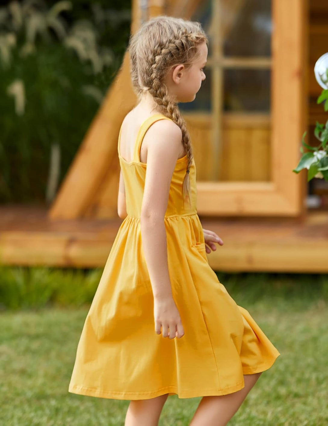 Arshiner Girl'S Spaghetti Strap Button down Midi Sleeveless Summer Casual Sundress A-Line Dress with Pockets
