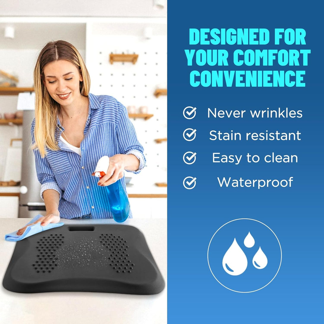 Standing Desk Mat, YESMET anti Fatigue Mat with Massage Points, Not-Flat Comfort Standing Mat for Standing Desk, Portable Ergonomic Mat for Office, Kitchen Floor, Home, Garage (Black), 22*17In