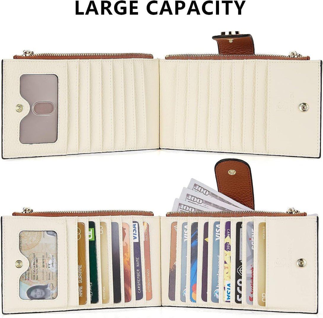 BOSTANTEN Leather Wallets for Women RFID Blocking Slim Bofild Purse Card Holder with Zipper Pocket