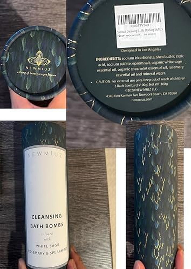 Sage Bath Bombs Spiritual Bath Energy Clearing Protection Shielding Smokeless Smudging Sage Rosemary and Spearmint Relaxation Stress Relief Spa Gift