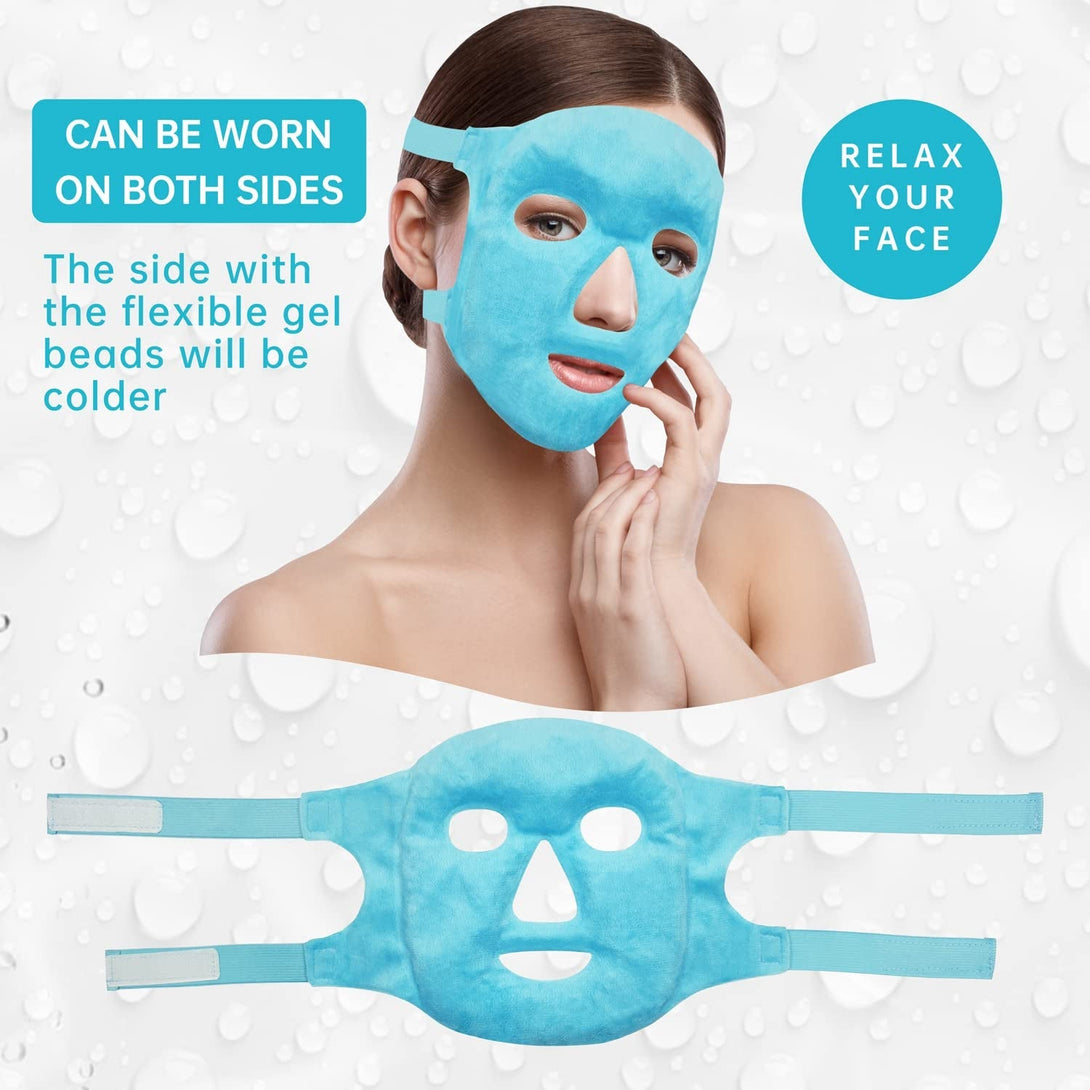 ZNÖCUETÖD Cold Face Eye Mask Ice Pack Reduce Facial Puff, Dark Circles, Gel Beads Hot Heat Cold Compress Pack, Face SPA for Woman Sleeping, Pressure, Headaches, Skin Care, Post Laser Care[Blue]