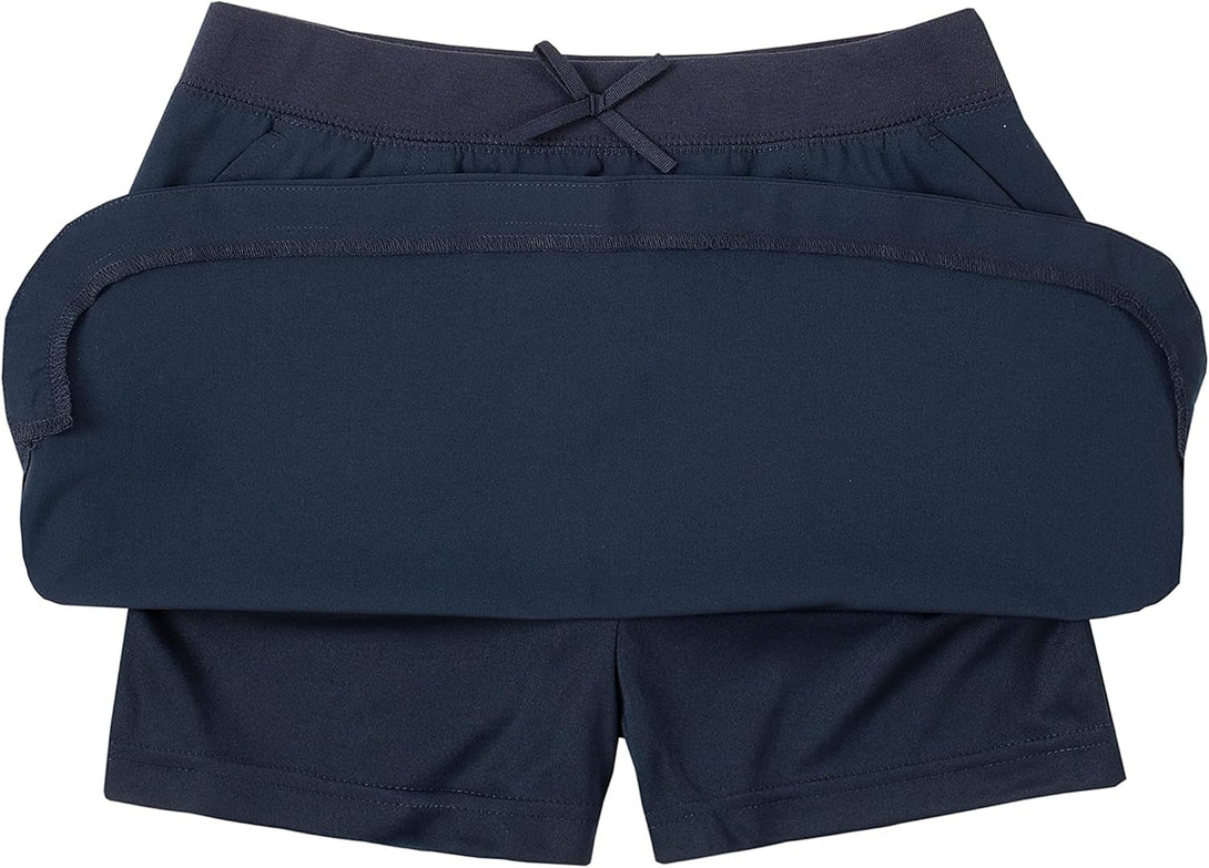 IZOD Girls' School Uniform Pull-On Scooter Skirt with Undershorts, Knit Waistband & Functional Pockets, Wrinkle Resistant