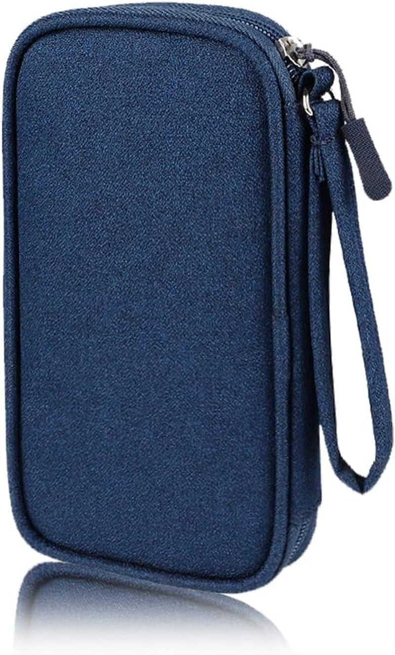 Electronics Carrying Pouch Case Bag - Cable Charger Organizer Travel Shockproof Cord for Cellphone, Earphone, Powerbank, USB Hard Drive, SD Card, Memory Cards, Cables, External Driver (A-S-Navy)