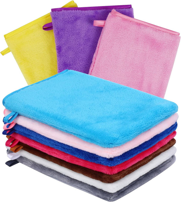 10 Pack Washcloths Facial Wash Mitts, PHOGARY Soft Flannel Wash Cloth Terry Cloth for Washing Face, Reusable Makeup Remover, 6X8 Inch European Style Skin Care Bath SPA Cloths