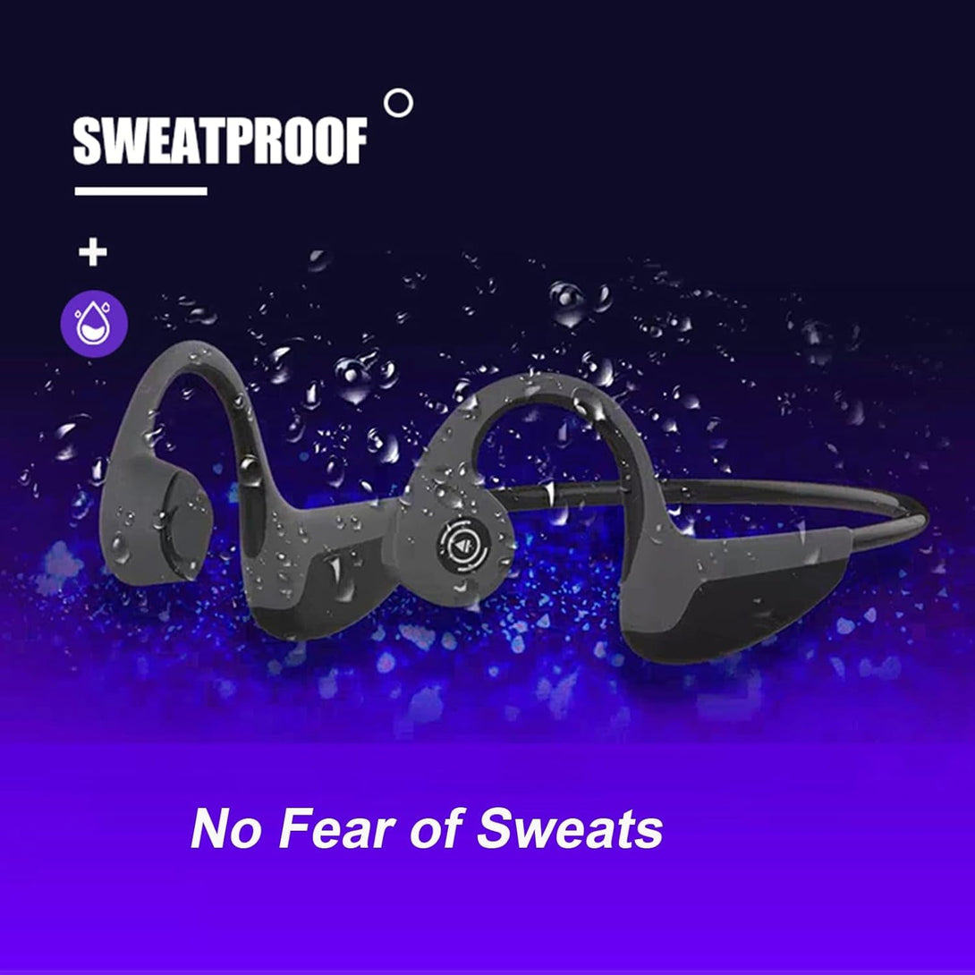 Bone Conduction Headphones Bluetooth 5.0 Open Ear Wireless Titanium Hifi Stereo with Mic Sweatproof Sports Headphones for Running Driving Cycling (Black)