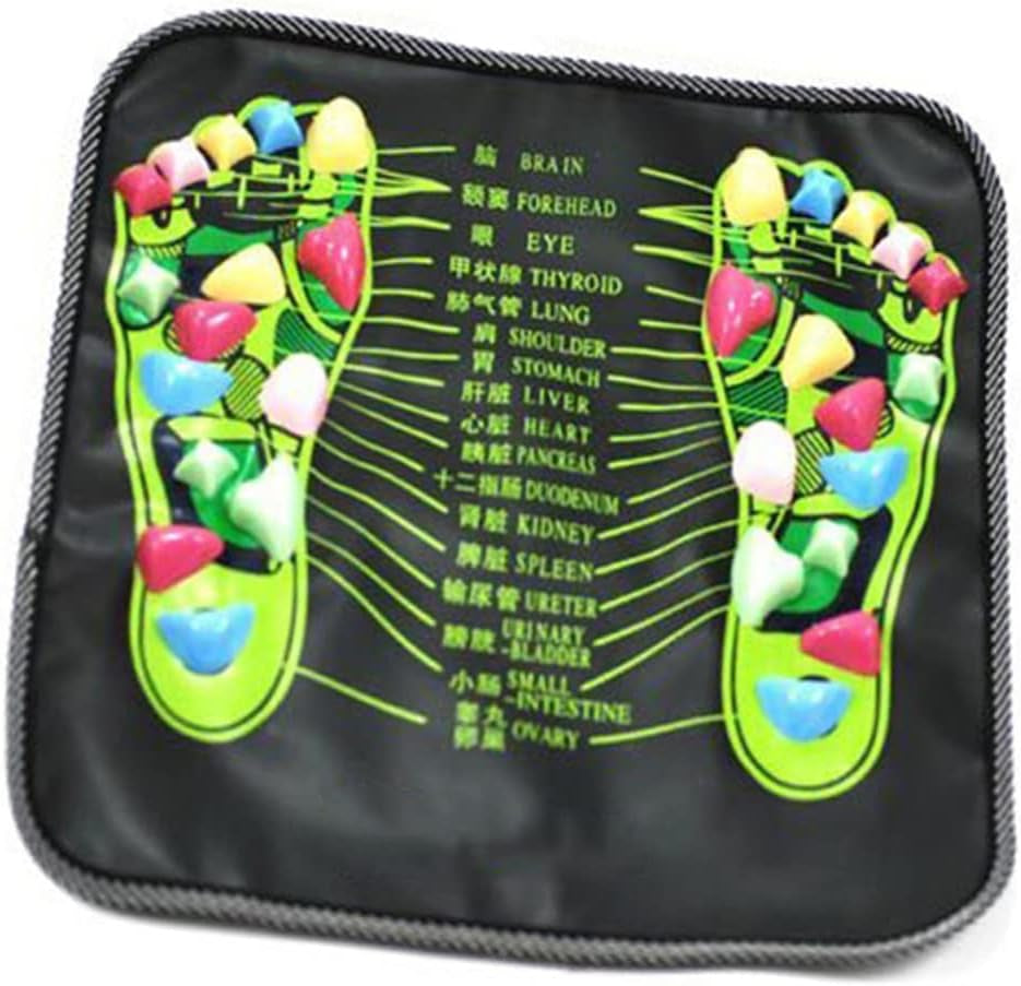 Reflexology Massage Mat for Foot and Leg Acupressure Pad for Health Care Black Foot Stone Mat for Relaxation