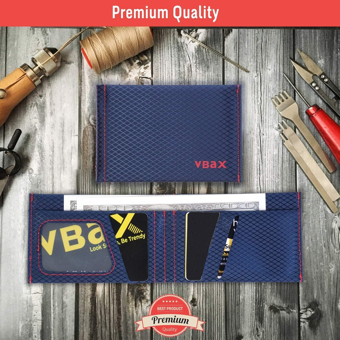 Microfiber Waterproof RFID Slim Bifold Wallet for Men - Minimalist Front Pocket Card Holder Holds up to 10 Cards and Cash, Dark Blue