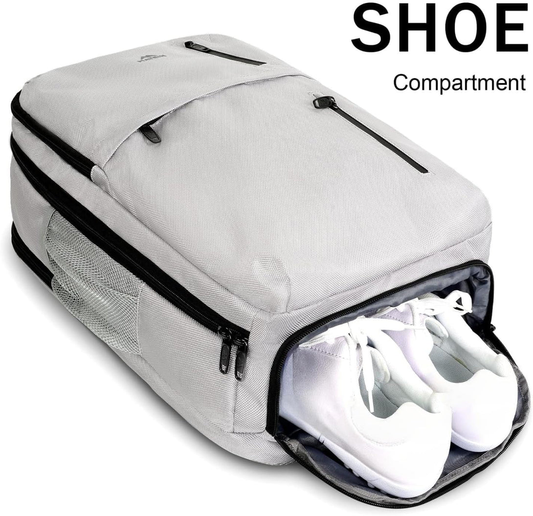 MATEIN Travel Backpack for Women, Extra Large 40L Carry on Backpack with USB Port & Shoe Compartment, Airplane Approved Travel Bag Fit 17" Laptop, Water Resistant Luggage Overnight Weekender Bag, Gray