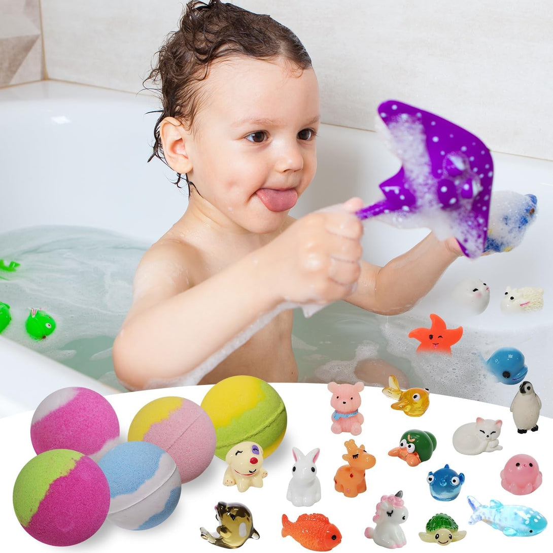 Bath Bombs for Kids with Toys inside for Girls Boys - 30 Pack Bath Bombs Gift Set with Surprise, Kids Safe Bubble Bath Fizzy Balls Halloween Christmas Birthday Gift Kit