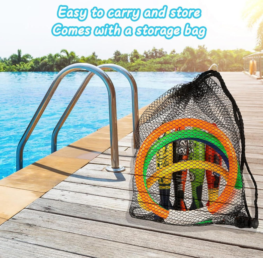 8 Packs Pool Toys, Pool Toys for Kids Ages 4-6-8-10-12, Shark Underwater Training Pool Diving Rings Swimming Pool Toys with Dive Rings Torpedo for Kids Gifts Toddler Summer Swim Water Fun Pool Games