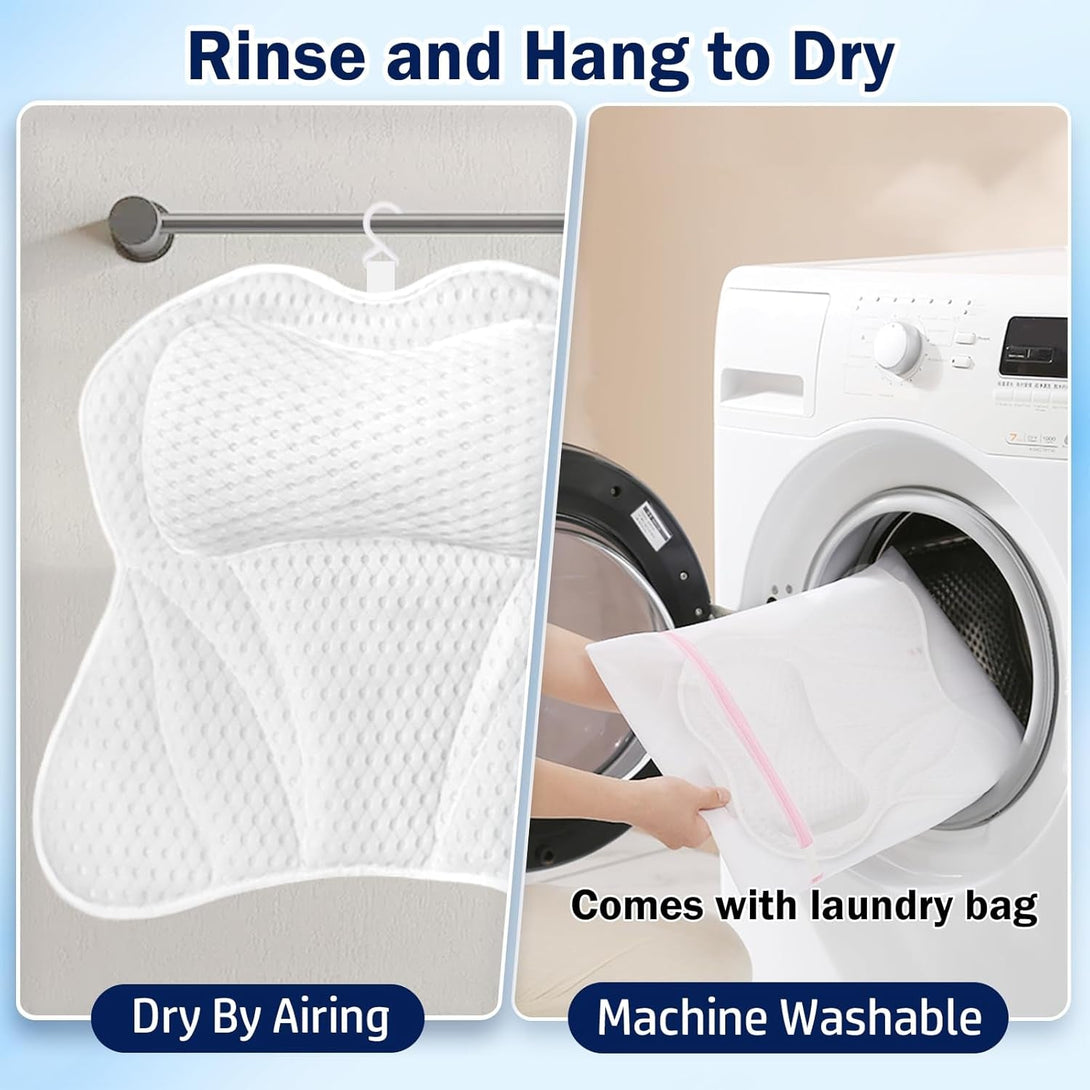 Bathtub Pillows Bath Pillow Luxury Bathtub Pillows for Back and Neck Support Soft & Comfortable Bath Pillows for Tub 4D Air Mesh Fabric 6 Non-Slip Suction Cups Bathtub Accessories Spa Gifts for Women