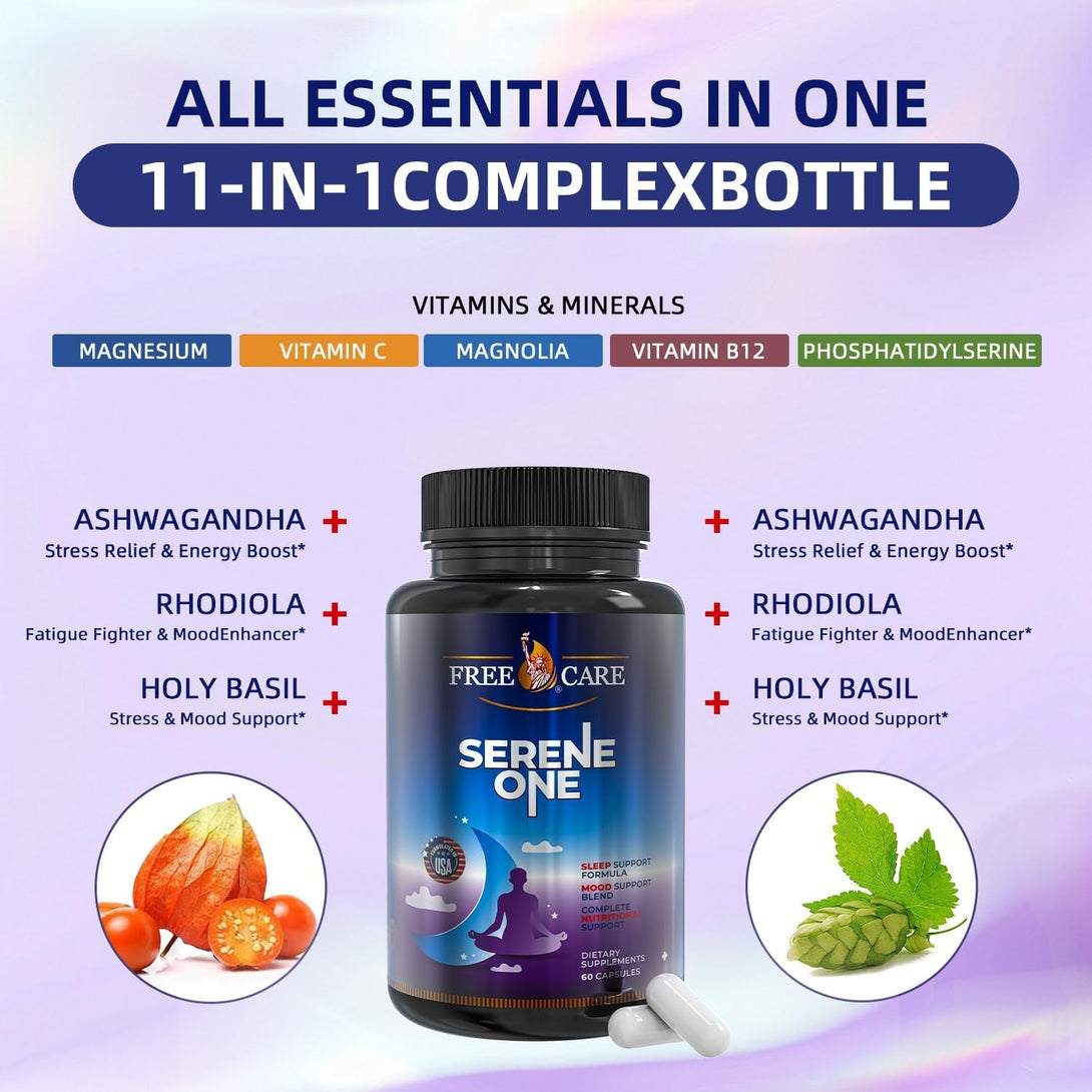 15-In-1 Melatonin Sleep Capsules - Natural Sleep Aids for Adults with Melatonin 5Mg and Magnesium Glycinate, Support Sleep Health, Stress Relief with Ashwagandha, L-Theanine,Gaba, 5-HTP - 60 Capsules