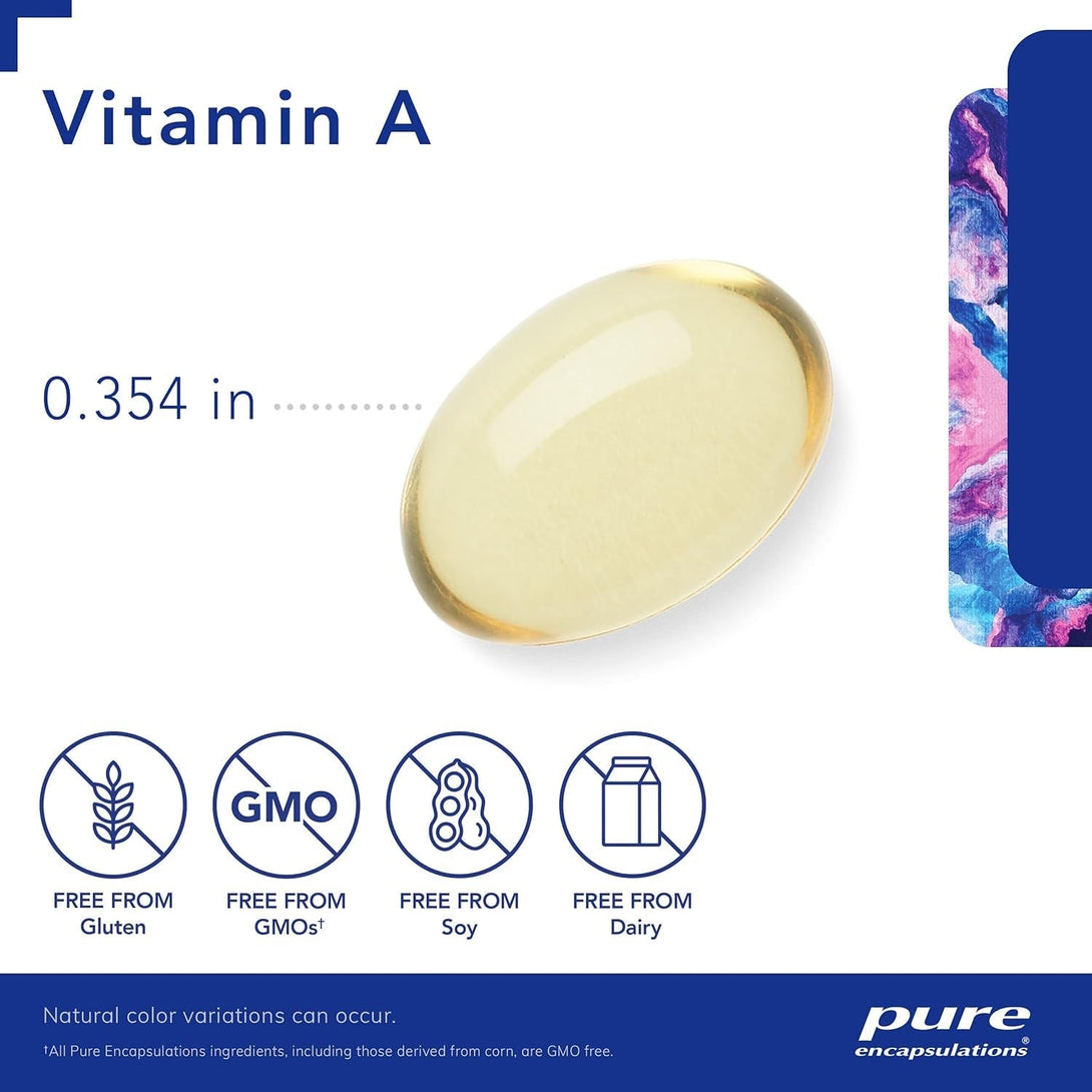 Pure Encapsulations Vitamin a - 3,000 Mcg - from Cod Liver Oil - Immune & Vision Support* - Vitamin a Palmitate Supplement - Non-Gmo - 120 Softgel Capsules